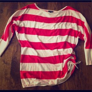 Coral and white striped sweater